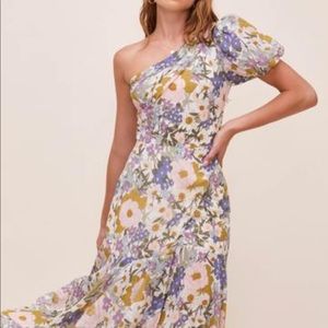 ASTR THE LABEL SANTORINI ONE SHOULDER MIDI DRESS